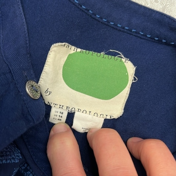 Anthropologie Drop Waist Pheasant Embroidered Dress Size 14 - Picture 8 of 8